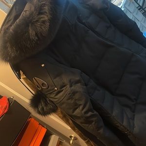 Black Moose Knuckles coat with black fur